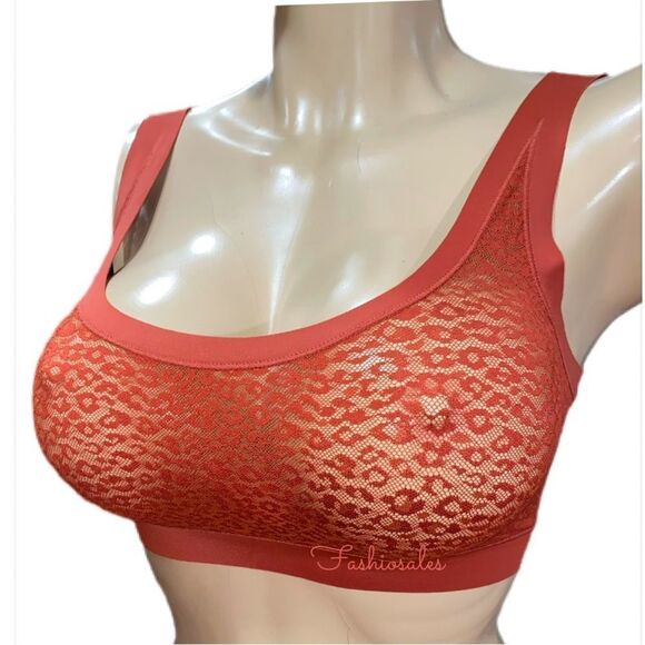 Victoria’s Secret scoop neck animal print sheer mesh bralette bra clay Small - Picture 2 of 3